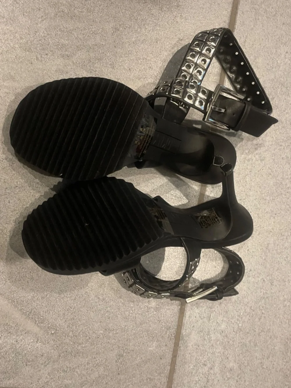 DKNY Black with Silver Hardware High Heel Sandals